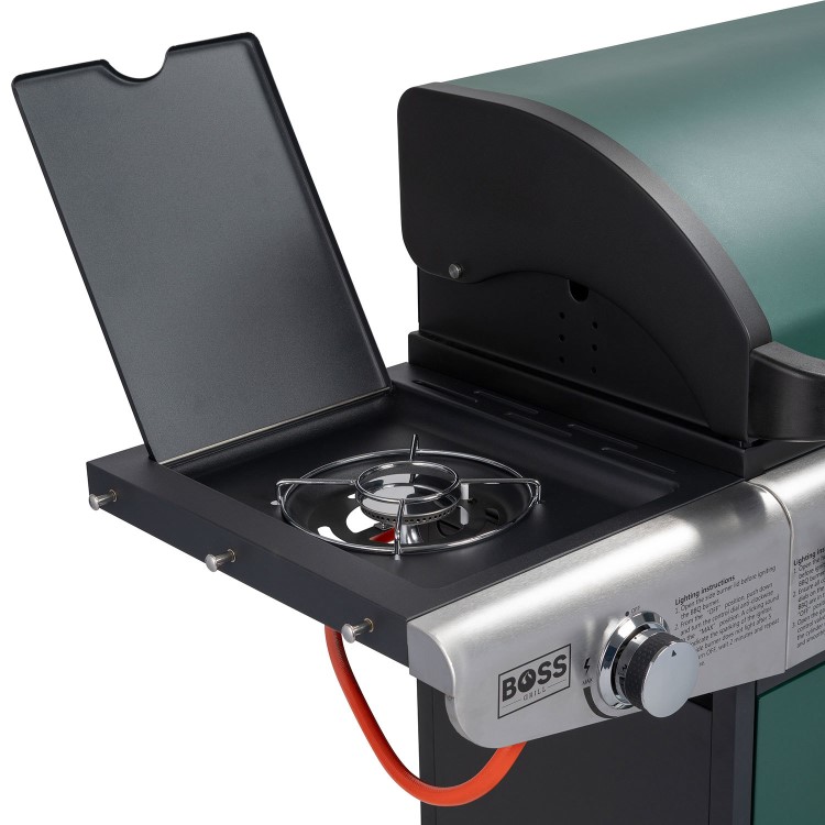 Boss Grill Kentucky Premium - 4 Burner Gas BBQ Grill with Side Burner - Green