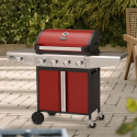 IQBBQ4BRED Boss Grill Kentucky Premium - 4 Burner Gas BBQ Grill with Side Burner - Red