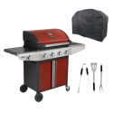 IQBBQ4BRED Boss Grill Kentucky Premium - 4 Burner Gas BBQ Grill with Side Burner - Red