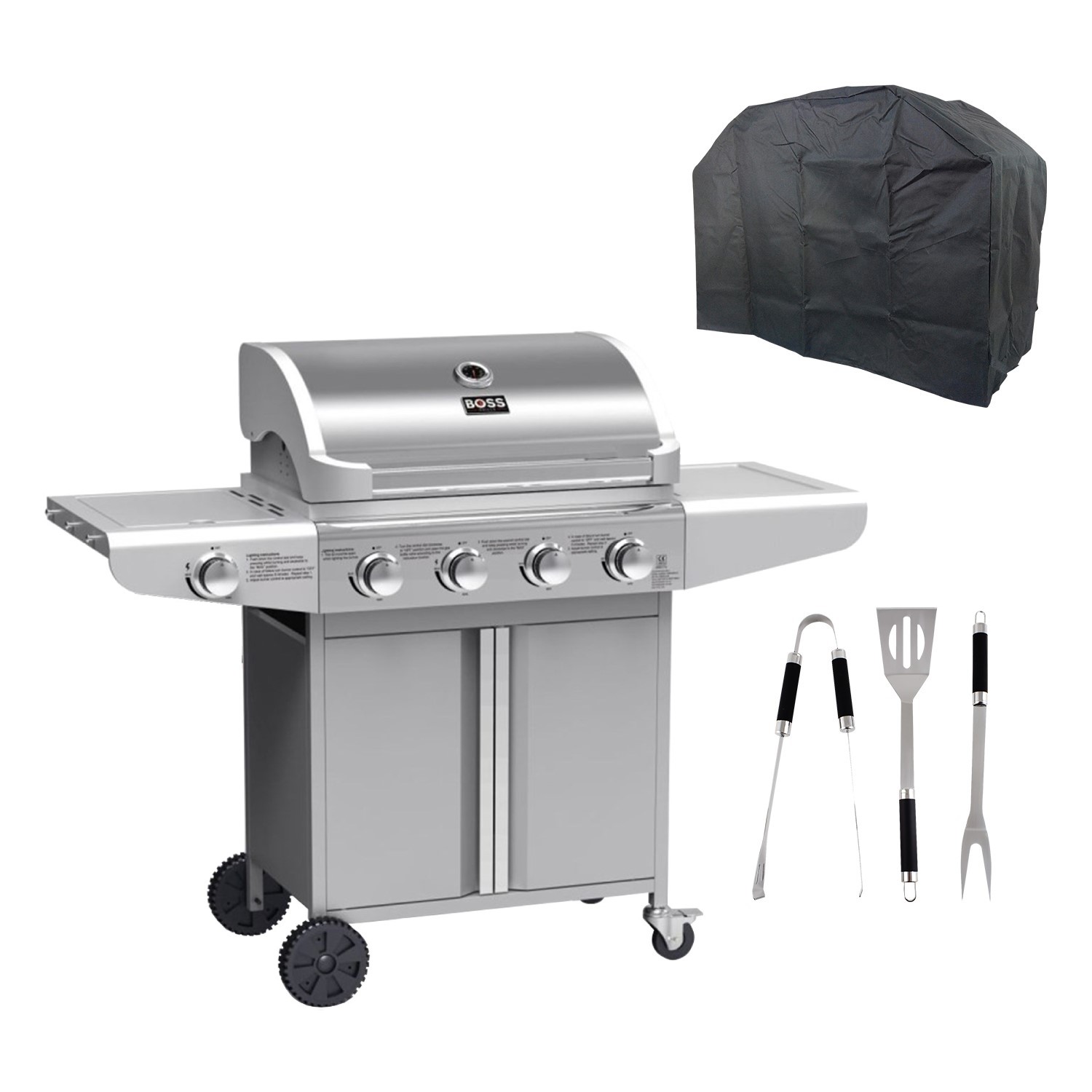 Boss Grill Kentucky Premium 4 Burner Gas BBQ in Silver