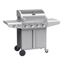 GRADE A2 - Boss Grill Kentucky Premium 4 Burner Gas BBQ - Silver stainless steel