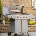 Boss Grill Kentucky Premium - 4 Burner Gas BBQ Grill with Side Burner - Stainless Steel
