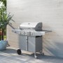 GRADE A2 - The Kentucky Premium 4 Burner Gas BBQ in Silver - Includes BBQ Cover and Utensil Set