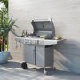 GRADE A2 - The Kentucky Premium 4 Burner Gas BBQ in Silver - Includes BBQ Cover and Utensil Set