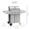 Boss Grill Kentucky Premium - 4 Burner Gas BBQ Grill with Side Burner - Stainless Steel