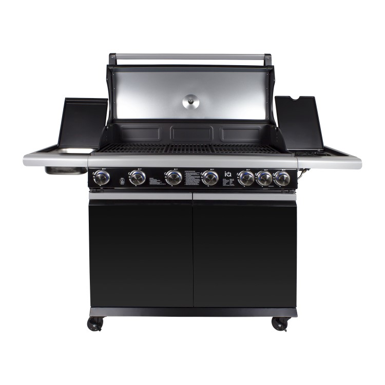 GRADE A1 - The Tennessee Elite 6 Burner Gas Black BBQ - Includes BBQ Cover and Utensil Set