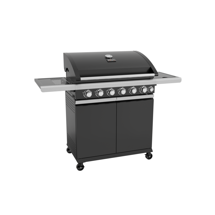 Boss Grill Alabama Elite - 6 Burner Gas BBQ Grill with Side Burner - Black