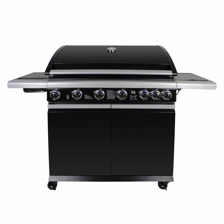 GRADE A2 - The Alabama 6 Burner Gas BBQ in Black Stainless Steel with Free BBQ Cover