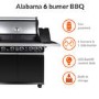GRADE A2 - The Alabama 6 Burner Gas BBQ in Black Stainless Steel with Free BBQ Cover