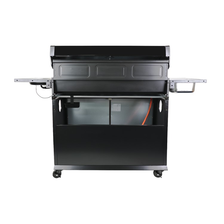 GRADE A1 - The Tennessee Elite 6 Burner Gas Black BBQ - Includes BBQ Cover and Utensil Set