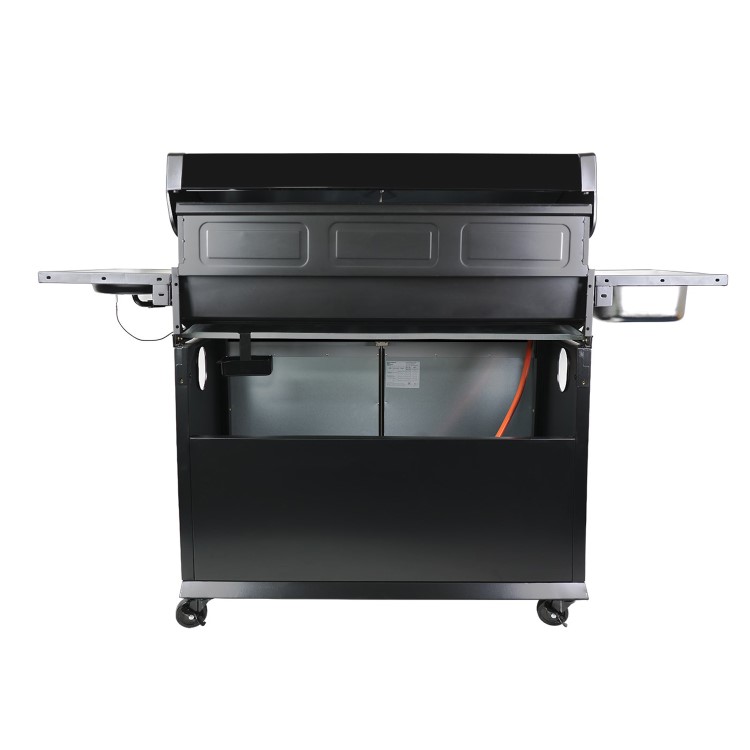 GRADE A2 - The Alabama 6 Burner Gas BBQ in Black Stainless Steel with Free BBQ Cover