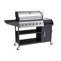 Boss Grill Texas Slimline Outdoor Kitchen - 6 Burner Gas BBQ with Sink and Chopping Board - Black Boss Grill Texas Slimline Outdoor Kitchen - 6 Burner Gas BBQ with Sink and Chopping Board - Black