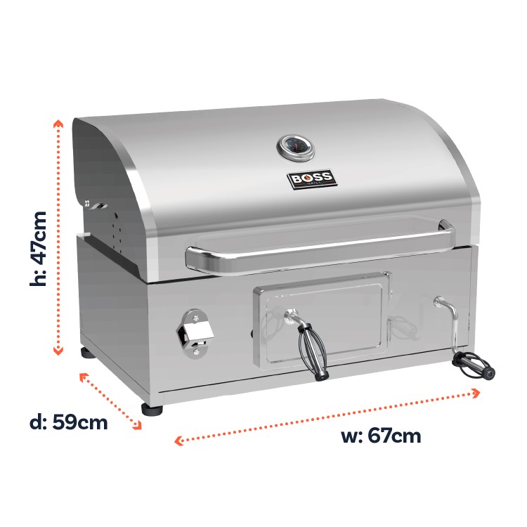 Refurbished Boss Grill Built-In Charcoal BBQ – Stainless Steel