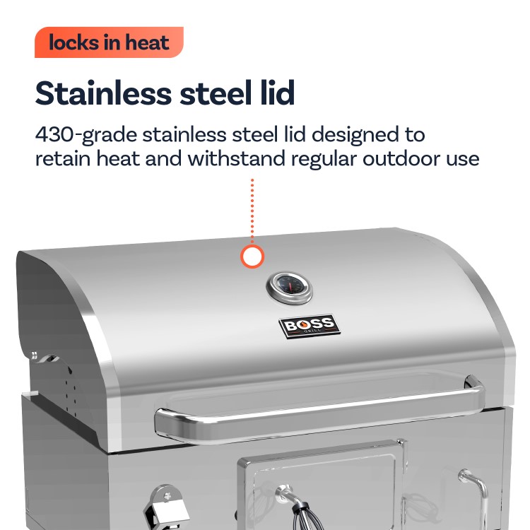Boss Grill Built-In Charcoal BBQ – Stainless Steel