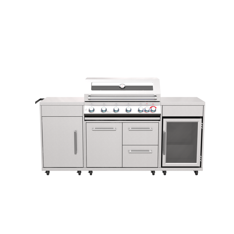 Boss Grill Premium Modular 6 Burner Built-In BBQ with Fridge - Stainless Steel 