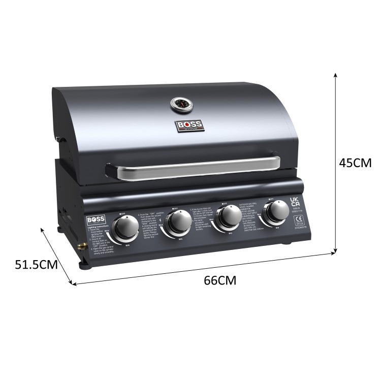 Refurbished Boss Grill Texas Lone Star 4 Burner Built In Gas BBQ Grill 