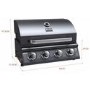 Boss Grill Texas Lone Star 4 Burner Built In Gas BBQ Grill - Black