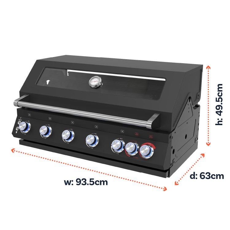 Boss Grill 6 Burner Built-In Gas BBQ - Black 