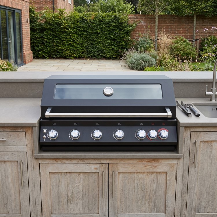 Boss Grill 6 Burner Built-In Gas BBQ - Black 