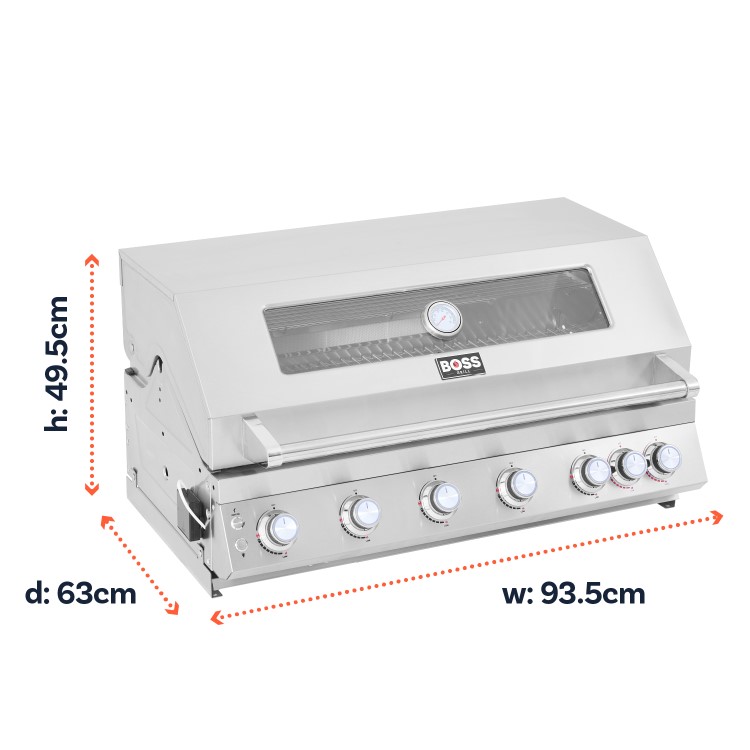 Boss Grill 6 Burner Built-In Gas BBQ - Stainless Steel 