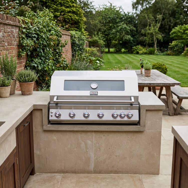 Boss Grill 6 Burner Built-In Gas BBQ - Stainless Steel 