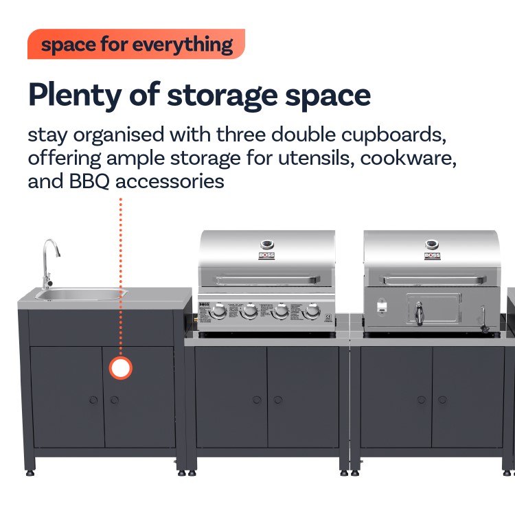Boss Grill All Star Pro Modular Dual Fuel Outdoor Kitchen - Built-In Gas & Charcoal BBQ with Fridge - Black