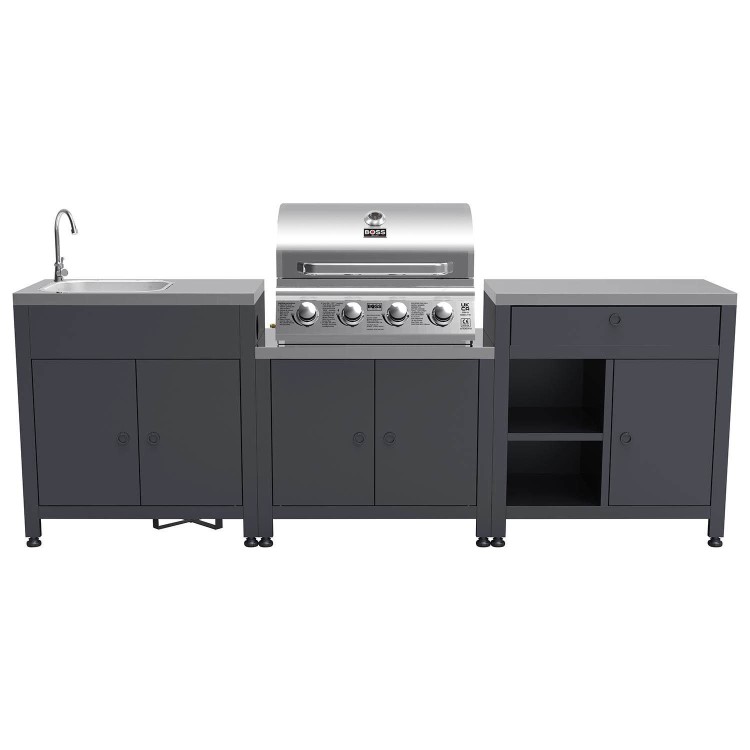 Boss Grill Texas All Star Outdoor Kitchen Modular - 4 Burner Gas BBQ Grill - Stainless Steel