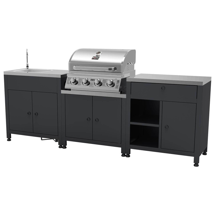 Boss Grill Texas All Star Outdoor Kitchen Modular - 4 Burner Gas BBQ Grill - Stainless Steel