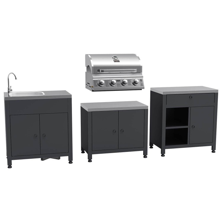 Boss Grill Texas All Star Outdoor Kitchen Modular - 4 Burner Gas BBQ Grill - Stainless Steel