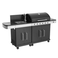 Boss Grill Alabama Modular Outdoor Kitchen - 6 Burner Gas BBQ with Sink - Black