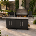 IQBBQKIT6BL Boss Grill Alabama Modular Outdoor Kitchen - 6 Burner Gas BBQ with Sink - Black