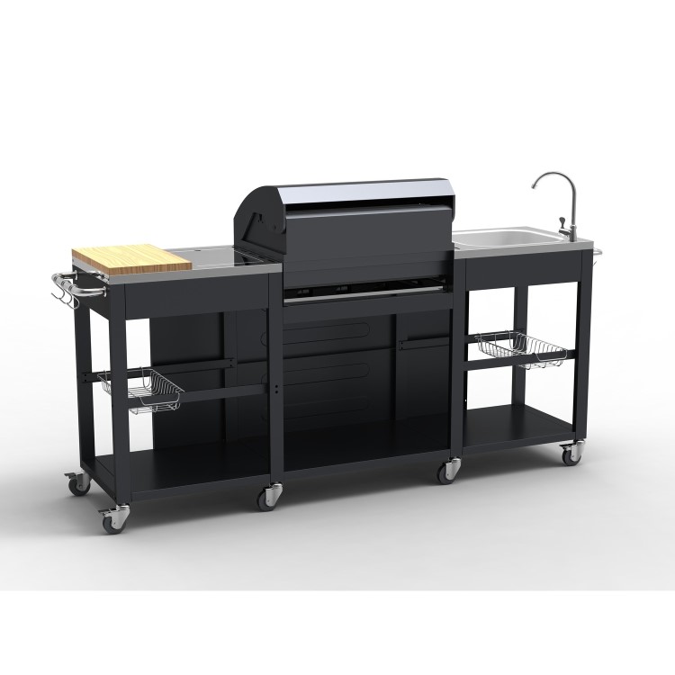GRADE A1 - The Texas Outdoor 4 Burner BBQ Kitchen - Includes BBQ Cover and Utensils Set