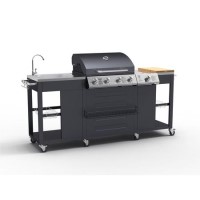 GRADE A1 - The Texas Outdoor 4 Burner BBQ Kitchen - Includes BBQ Cover and Utensils Set