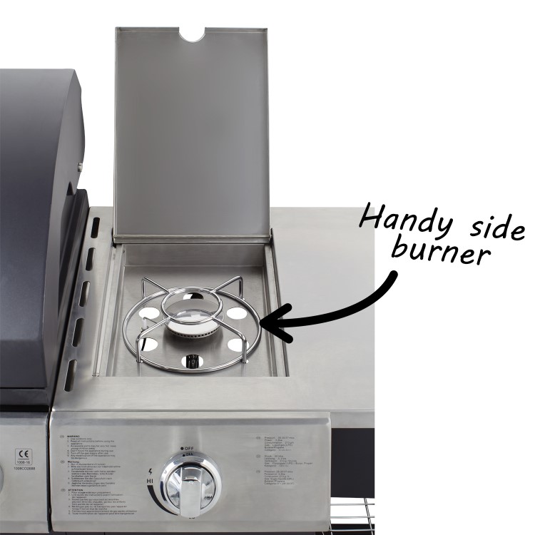 GRADE A1 - The Texas Outdoor 4 Burner BBQ Kitchen - Includes BBQ Cover and Utensils Set