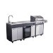 Boss Grill Outdoor Kitchen - 4 Burner Gas BBQ Grill with Beverage Cooler and Sink - Black