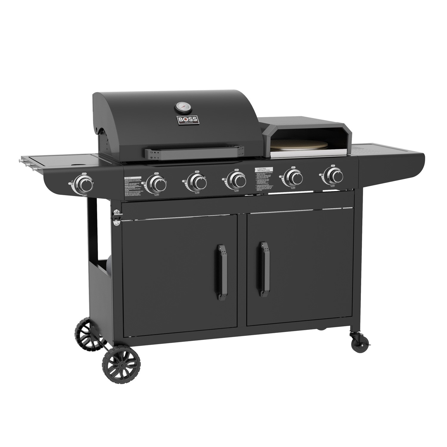 Boss Grill Forno 3-in-1 3 Burner Gas BBQ with Pizza Oven - Black