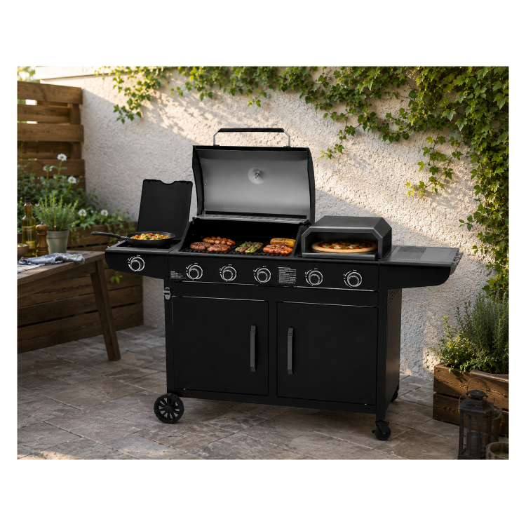 Boss Grill Forno 3-in-1 3 Burner Gas BBQ with Pizza Oven - Black