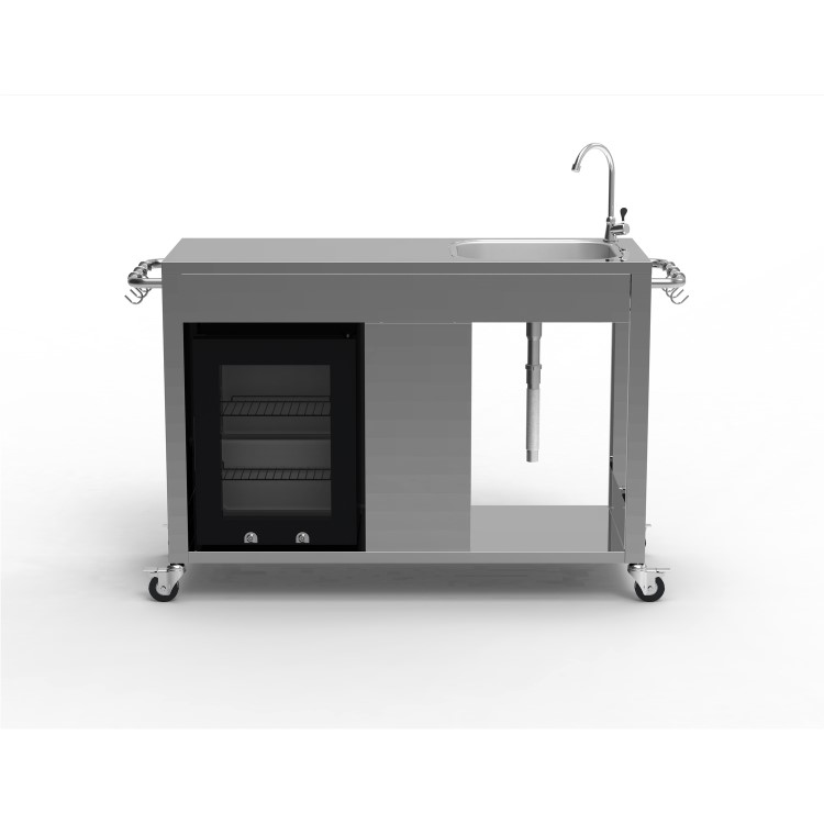 Boss Grill Stainless Steel BBQ Table with Sink and Fridge