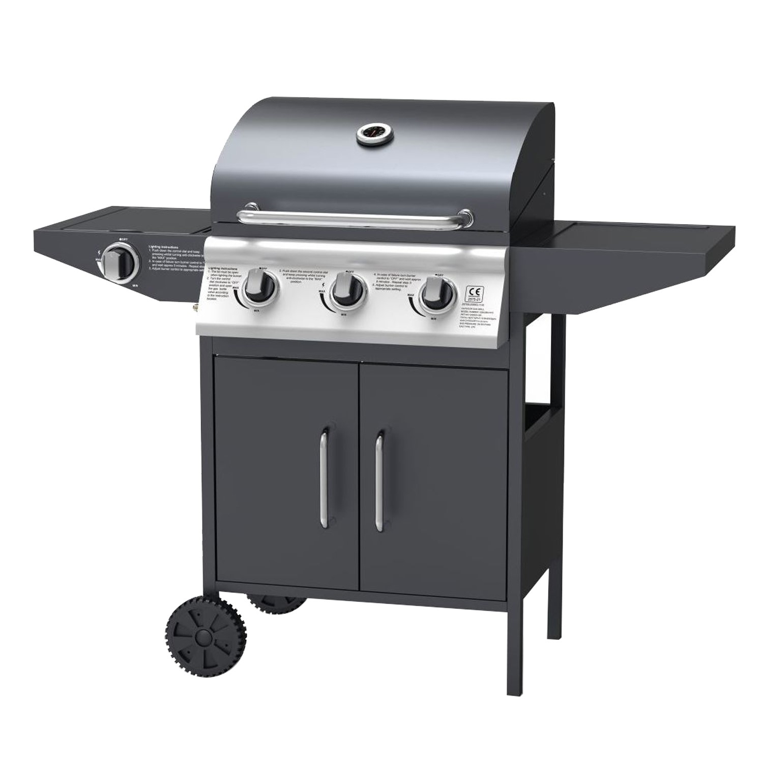 Boss Grill Classic 3 Burner Gas BBQ Grill with Side Burner