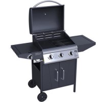 GRADE A3 - Heavy cosmetic damage - iQ 3 Burner Gas BBQ with Side Burner. Free Accessory Pack Includes BBQ Cover and Utensil Set