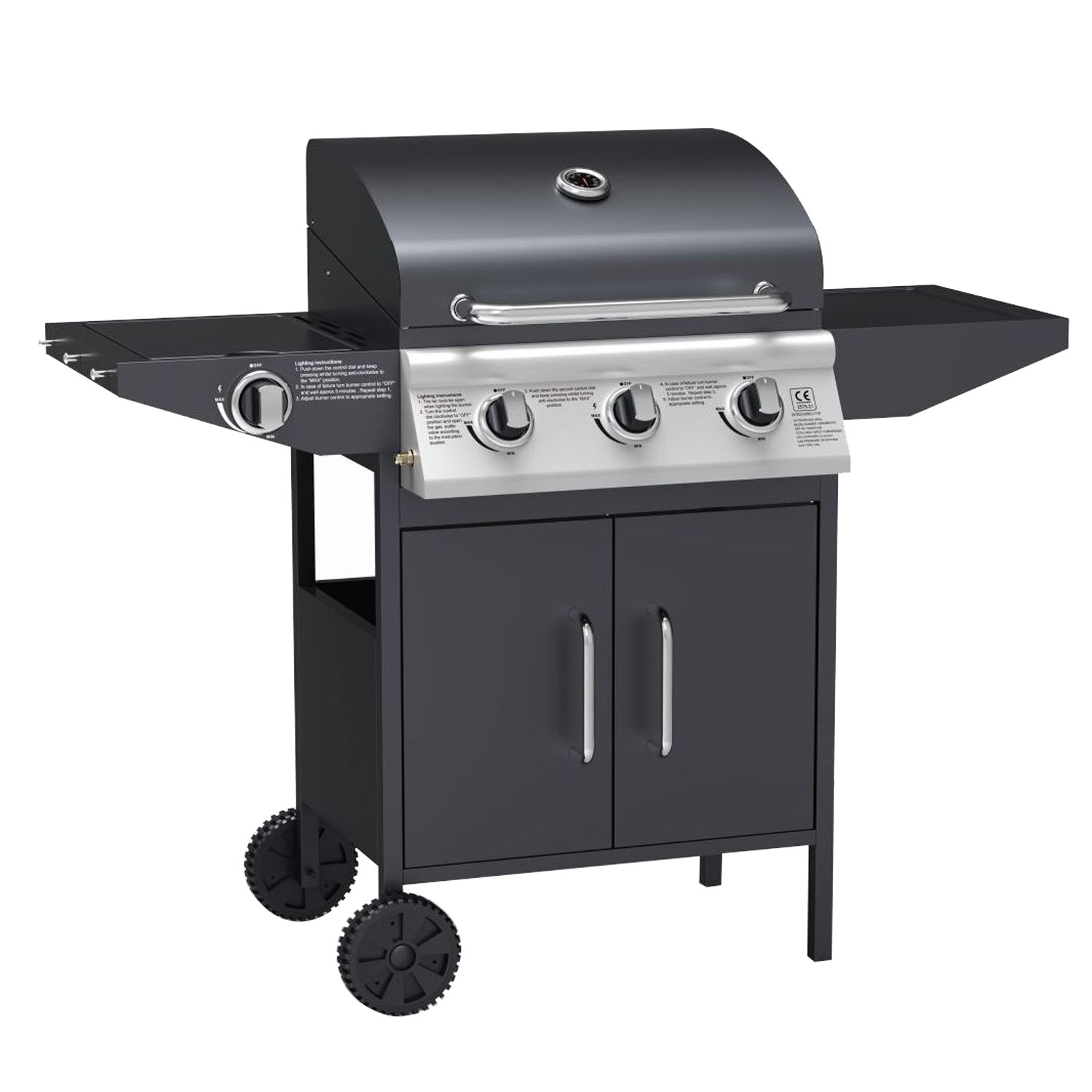 Boss Grill Georgia Classic – 3 + 1 Burner Gas BBQ – Black – FREE Cover
