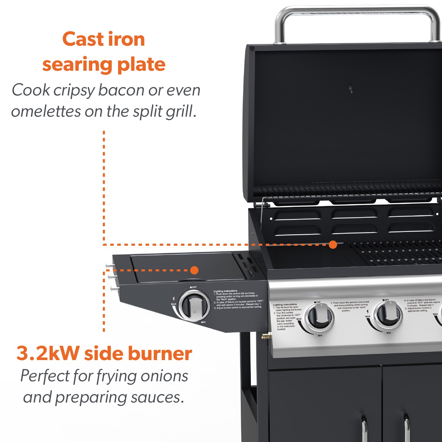 Boss Grill Classic 3 Burner Gas BBQ Grill with Side Burner