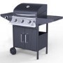 GRADE A3 - Heavy cosmetic damage - iQ 3 Burner Gas BBQ with Side Burner. Free Accessory Pack Includes BBQ Cover and Utensil Set