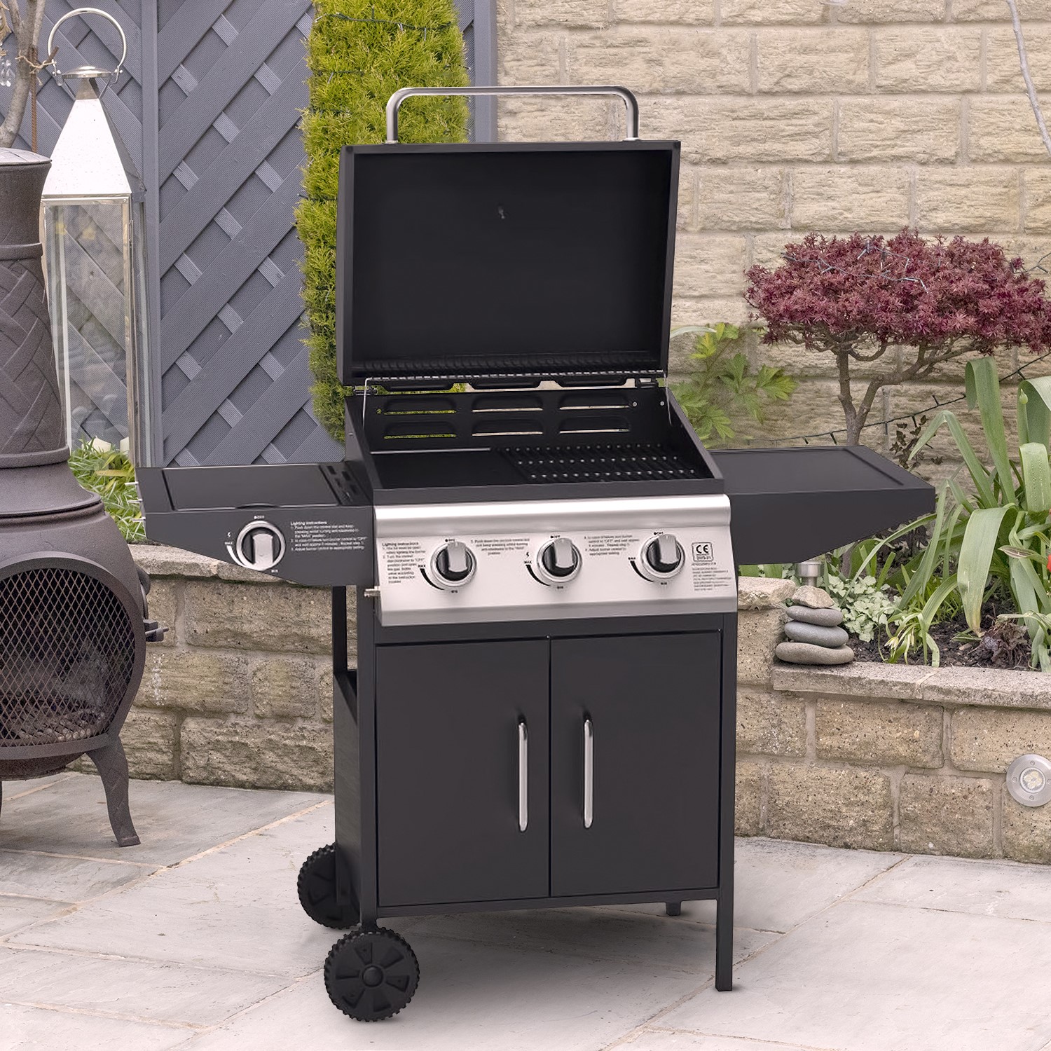 Boss Grill Classic 3 Burner Gas BBQ Grill with Side Burner