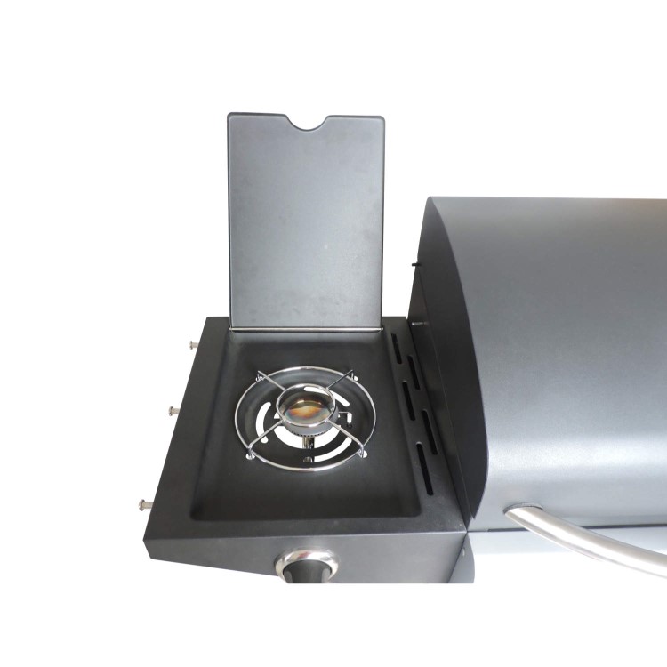 GRADE A3 - Heavy cosmetic damage - iQ 3 Burner Gas BBQ with Side Burner. Free Accessory Pack Includes BBQ Cover and Utensil Set