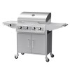 Refurbished Boss Grill IQBQ4BCHTS  4 Burner Gas BBQ Grill with Side Burner Silver