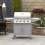 Refurbished Boss Grill Georgia Classic 4 Burner Gas BBQ Grill with Side Burner Silver