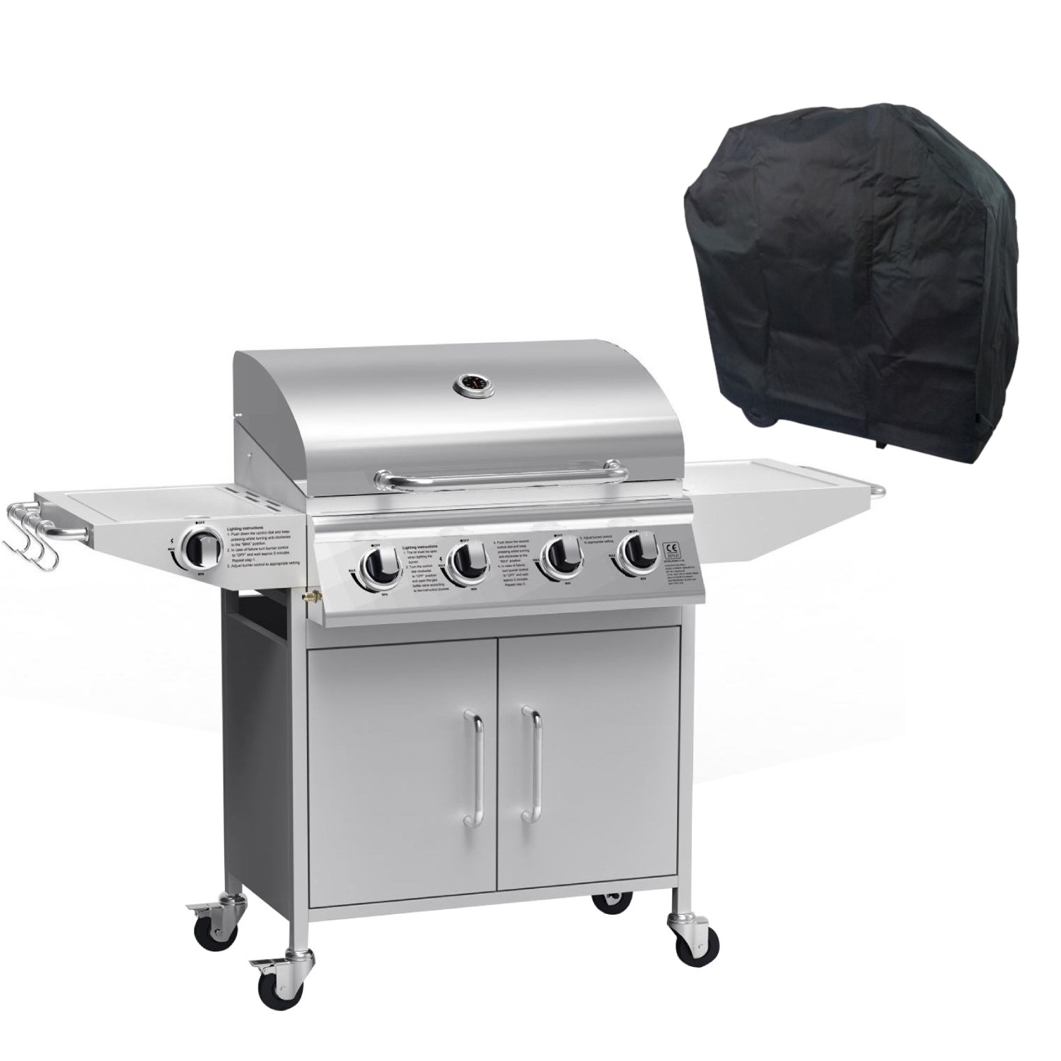 The Classic 4 Burner Gas BBQ with Side Burner in Silver