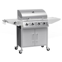 Refurbished Boss Grill IQBQ4BCHTS  4 Burner Gas BBQ Grill with Side Burner Silver