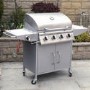 Refurbished Boss Grill Georgia Classic 4 Burner Gas BBQ Grill with Side Burner Silver